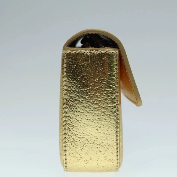 PRADA Accessory Pouch Leather Silver Gold Auth 88214V - Picture 5 of 16